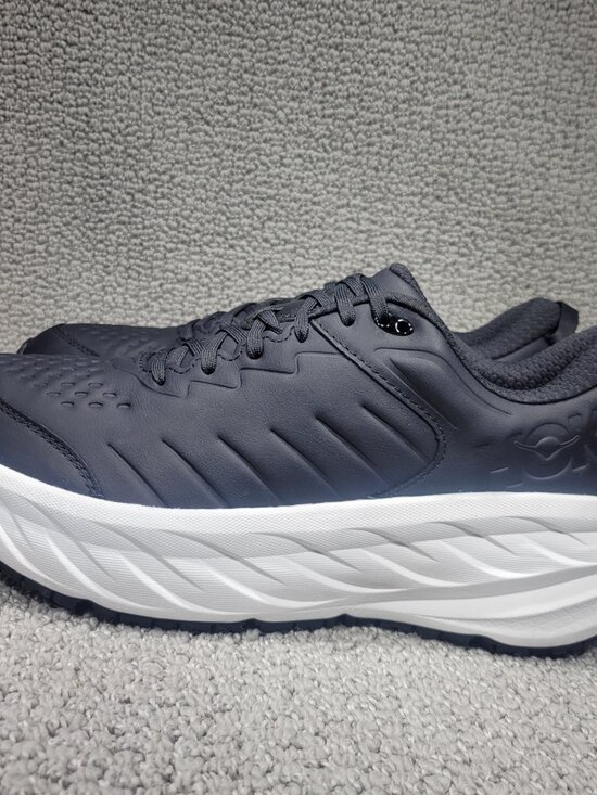 Hoka One Bondi SR Men\'s 7.5 Carbon Black White Leather Slip Resistant Work Shoes main image 4